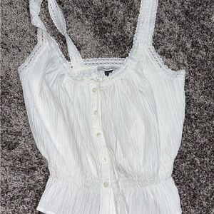 American Eagle Outfitters White Lace Strap Blouse